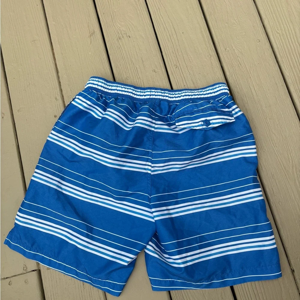 OLD NAVY Blue & White Striped Swim Shorts, Size: M